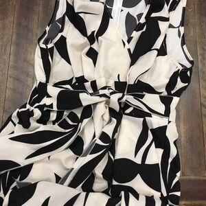 Black and Cream Leaf Print Dress Shein 2XL New Without Tags Jumpsuit